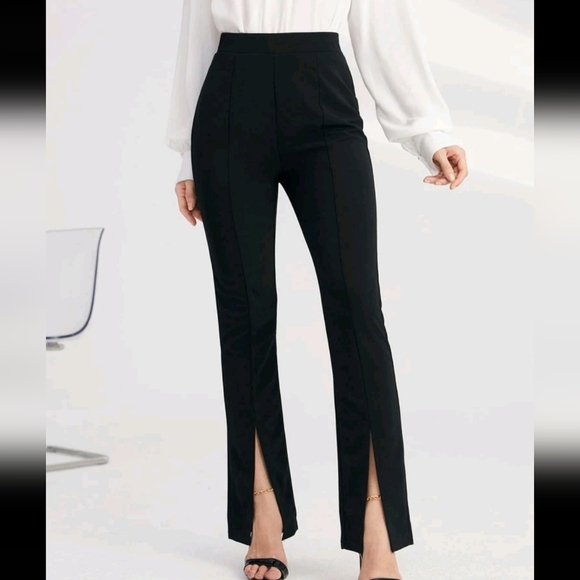 Solid Split Hem Pants Workwear - Picture 1 of 4